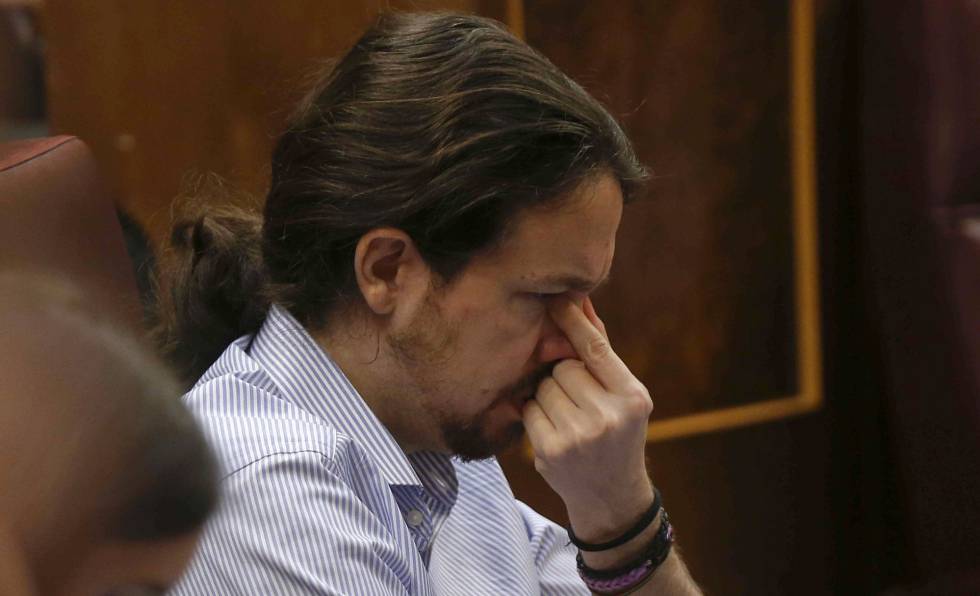 El líder de Podemos, Pablo Iglesias, en el Congreso de los Diputados.