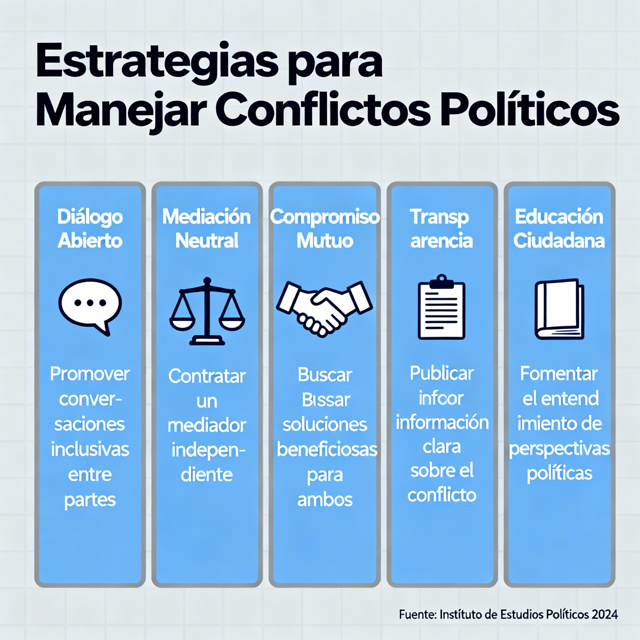 Infografía de estrategias para manejar conflictos políticos